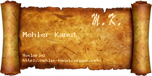 Mehler Kanut névjegykártya
